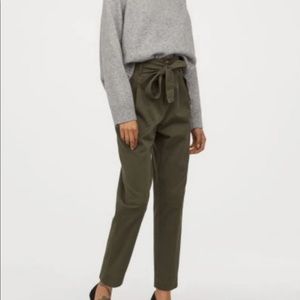 H&M Paperbag High Waisted Rise Loose Baggy Tie Waist Belted Pants Trousers